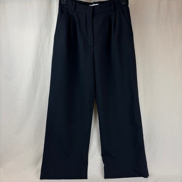 Abercrombie & Fitch Black Pleated Wide Leg Trouser Pants w/ Pockets Size 30/10R - Picture 1 of 12